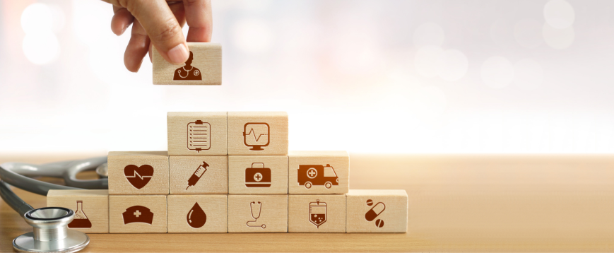 tasselli con simboli sanitari