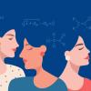 Donne di profilo con immagini di formule matematiche