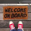 zerbino con messaggio welcome on board