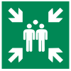 ISO standardized pictogram for a fire safety assembly point