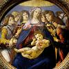 Locandina che ritrae il quadro "Madonna della Melagrana" di Sandro Botticelli