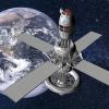 Stazione spaziale con la terra sullo sfondo